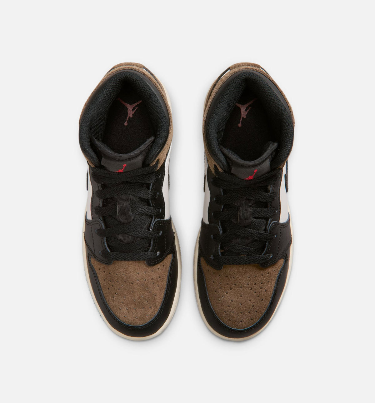 Air Jordan 1 Mid Grade School Shoes – Black / Phantom / Palomino / University Red