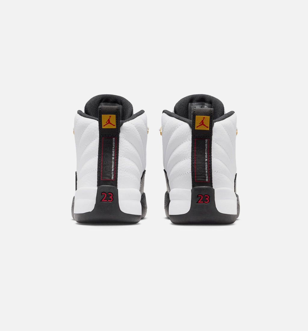 Air Jordan 12 Retro Taxi Preschool Lifestyle Shoes – White/Black/Taxi