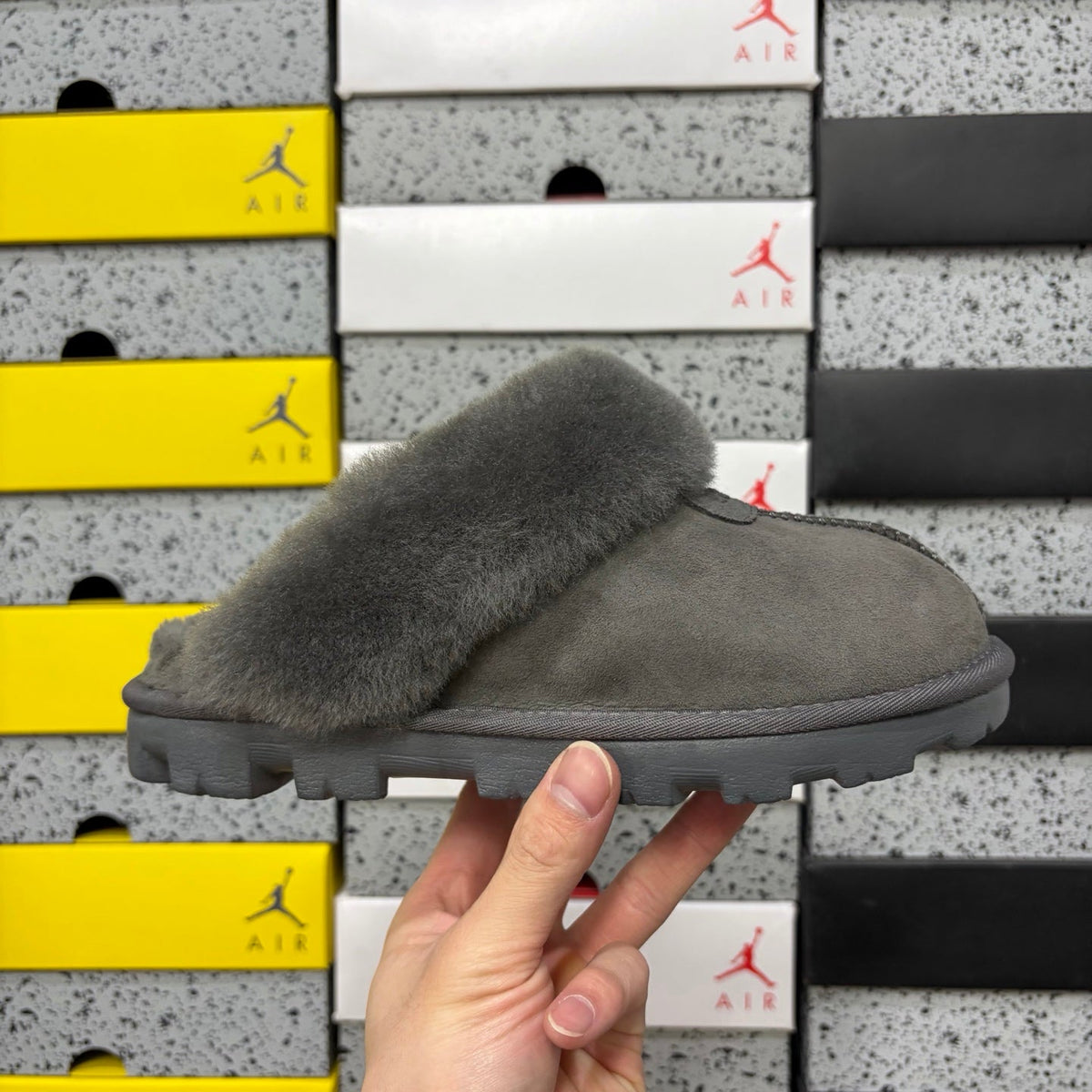 UGG Classic Shearling Clog – Open-Back Suede Mule with Tonal Grey Shearling Upper & Chunky Lug Sole in Slate Grey