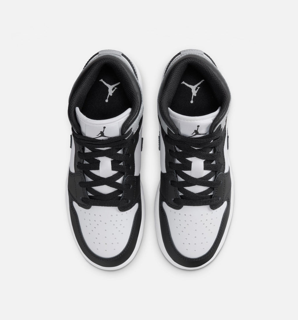 Air Jordan 1 Mid Grade School Shoes – White / Light Smoke Grey / Black