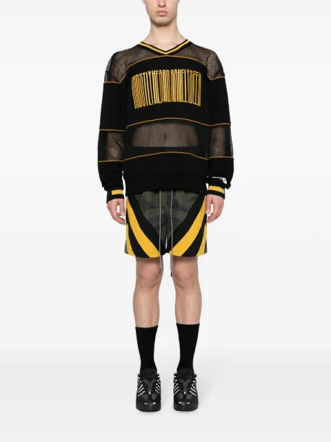 Mostly Heard Rarely Seen logo-embroidered hybrid sweatshirt