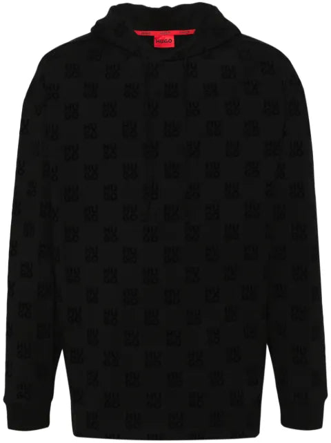 HUGO logo-jacquard long-sleeve hoodie