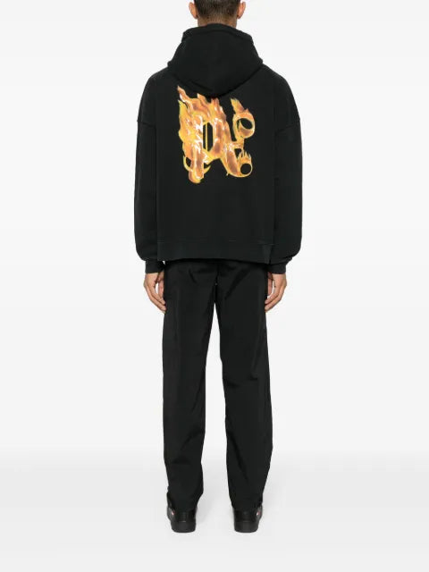Palm Angels Burning Logo-print cotton hoodie