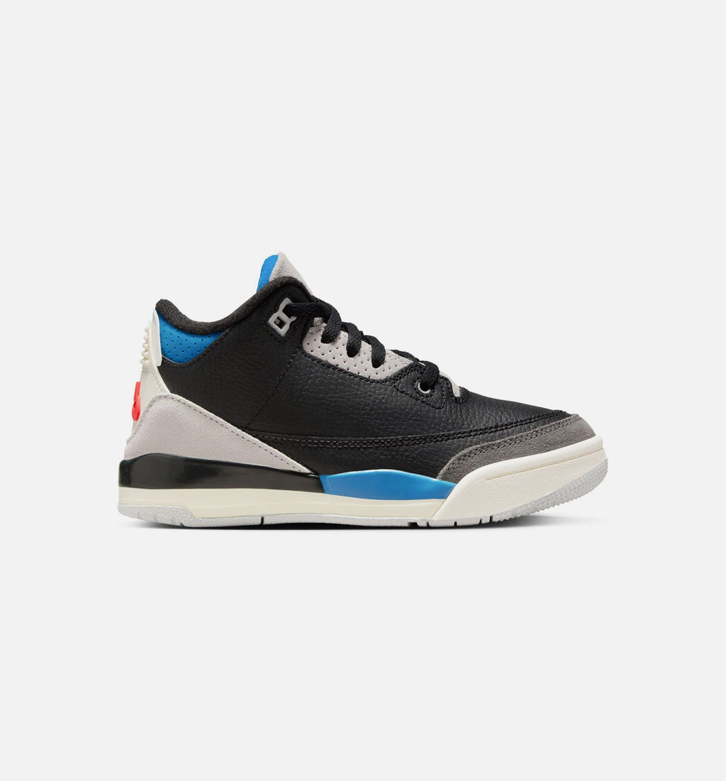 Air Jordan 3 Retro OG Rare Air – Preschool Lifestyle Shoe in Black/Chile Red/Neutral Grey