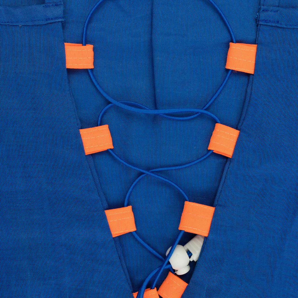 BLUE BACK TIE DRESS