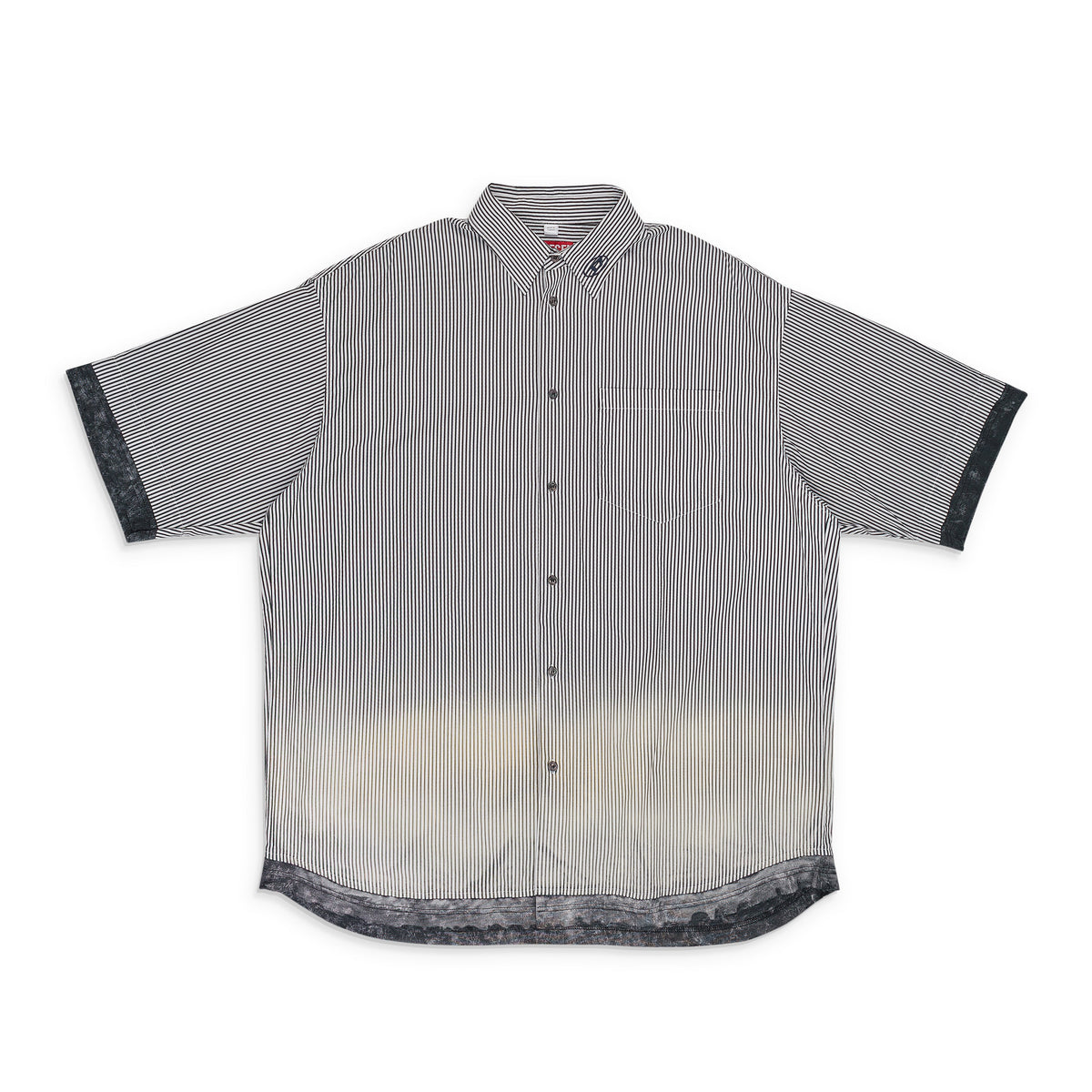 BLUE S-TRAX STRIPED SHORT SLEEVE BUTTON-DOWN SHIRT