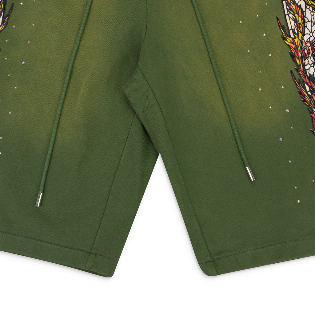 GREEN FLAME GLASS SWEATSHORTS