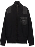 Prada zip-up ribbed knit cardigan
