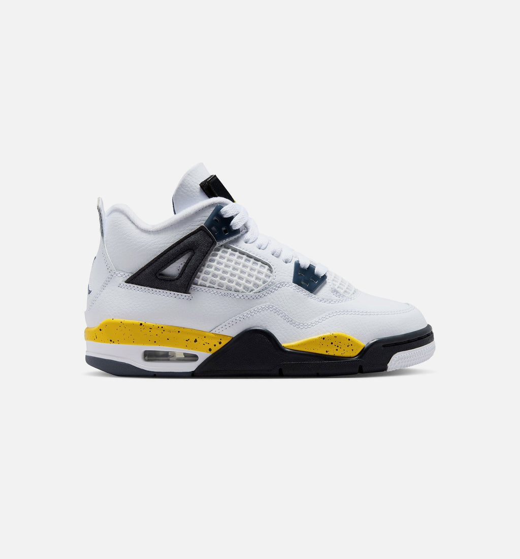 Air Jordan 4 Retro Rare Air Tour Yellow Big Kids' Lifestyle Shoes - White/Dark Blue Grey/Black/Tour Yellow