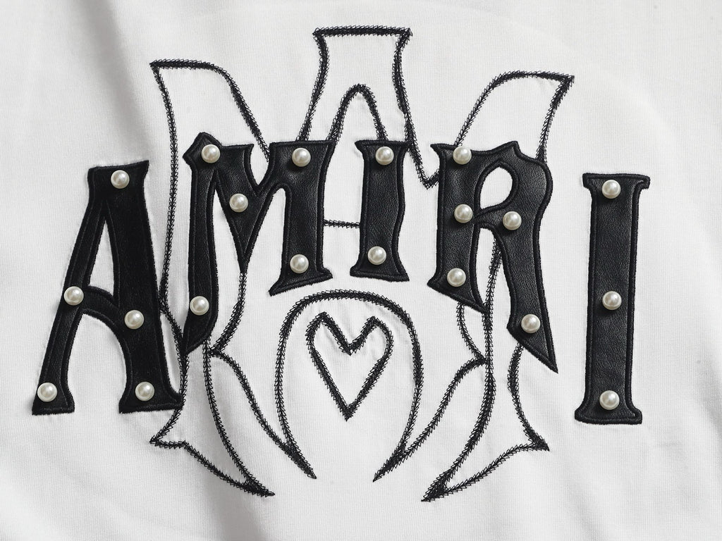 AMIRI Studded Heart Graphic Crew Neck Short‑Sleeve T‑Shirt