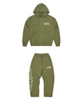Corteiz Laurel Island Badge Zip Hoodie – Olive Green (+ Matching Pants)