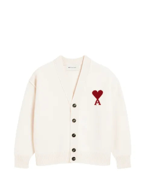 AMI Paris Ami de Cœur intarsia-knit cardigan