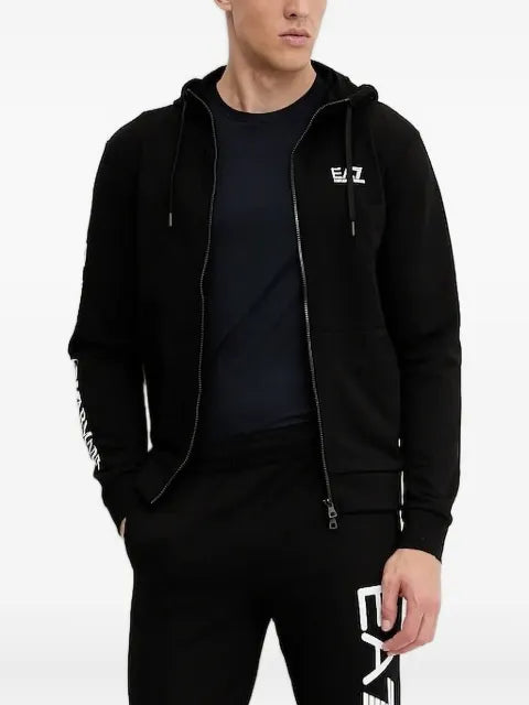 Ea7 Emporio Armani logo-detail zip-up hoodie