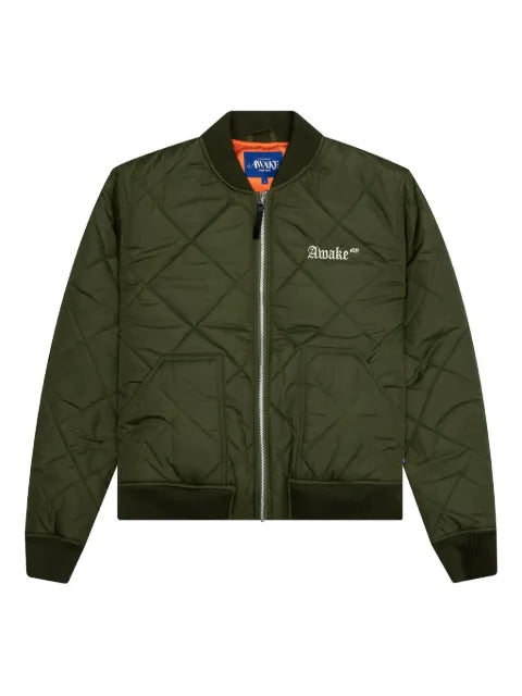 Awake NY logo-embroidered quilted bomber jacket