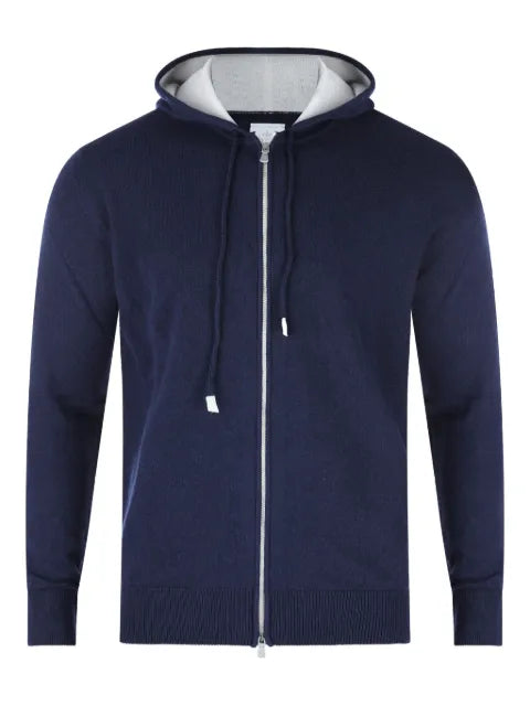Eleventy hooded zip-up cashmere sweater
