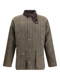 Barbour check-pattern corduroy-collar coat