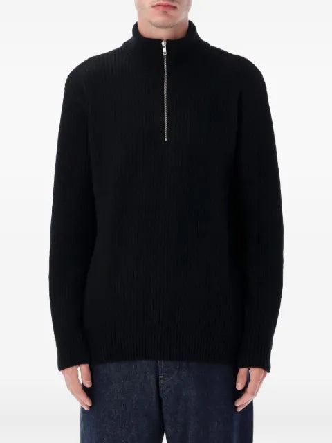 colorful standard ribbed half-zip sweater