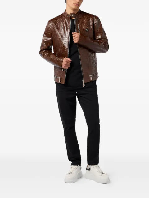Philipp Plein zip-fastening leather jacket