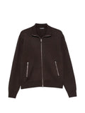 TOM FORD merino wool top with full-length zipper and leather patches