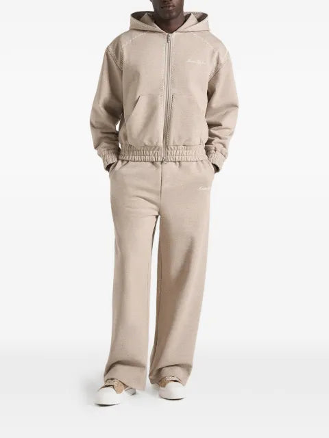 Manière De Voir Ollie - whipstitch raglan effect zip hoodie - light grey