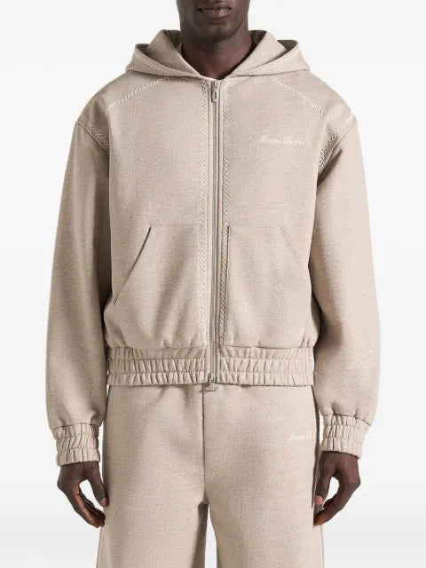 Manière De Voir Ollie - whipstitch raglan effect zip hoodie - light grey