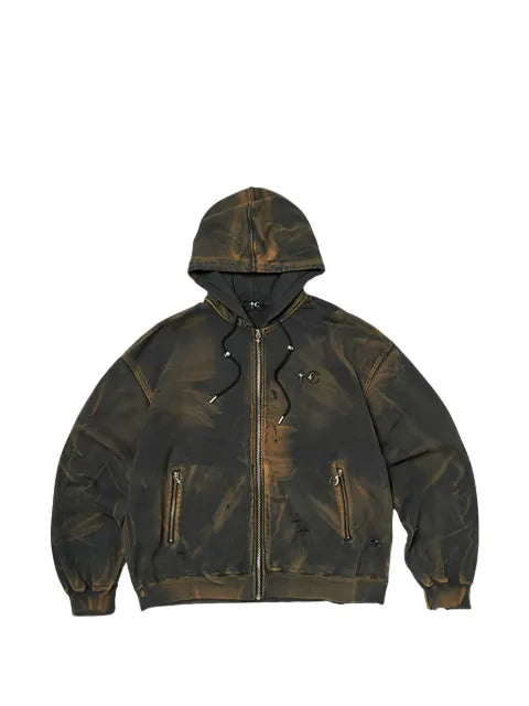 THUG CLUB distressed zip-fastening hoodie