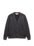 Marni gray and blue Shetland wool jacquard cardigan