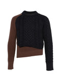 sacai cable-knit panelled sweater