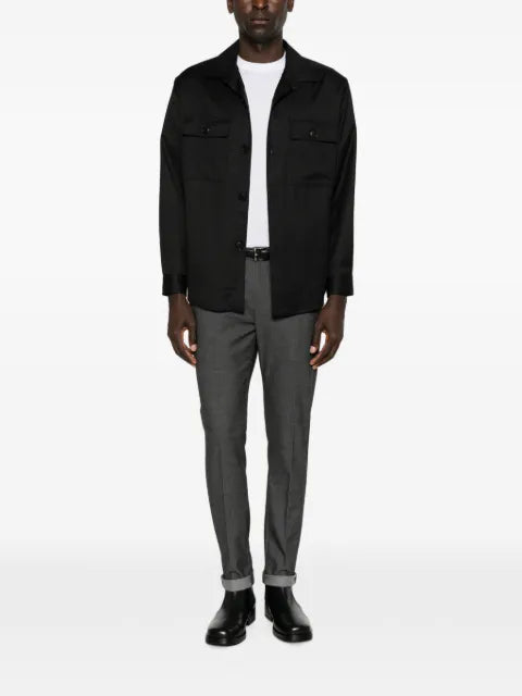 BOSS virgin wool flap-pocket jacket