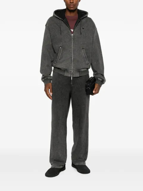 Emporio Armani faded-effect logo-patch hoodie