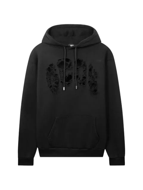 GCDS laser-cut distressed hoodie