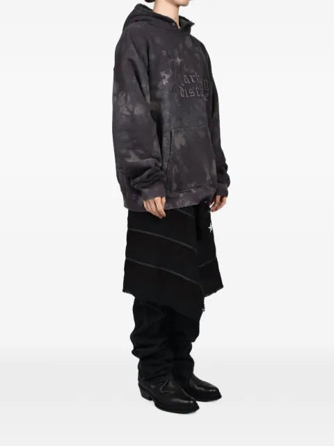 MARKING DISTANCE logo-embroidered washed hoodie
