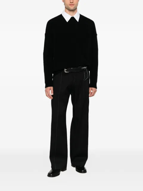 Isabel Benenato exposed-seam dropped-shoulder sweater