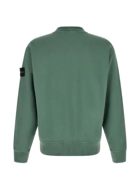 Stone Island 6100022 brushed organic-cotton fleece oversized-fit crew-neck sweatshirt with ribbed trims