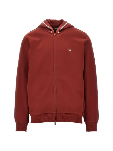 Ea7 Emporio Armani zip-up logo-patch hoodie