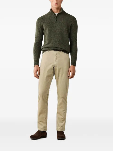 Hackett London button-placket mouliné sweater