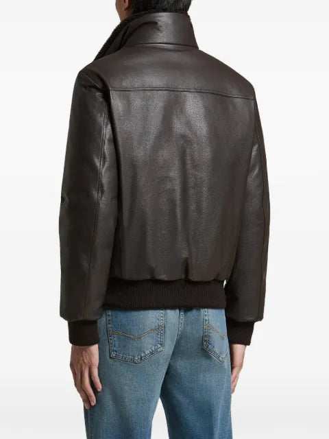 Peserico shearling-collar leather jacket
