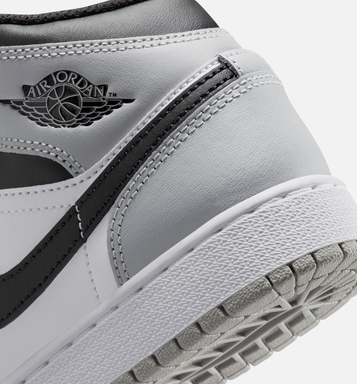 Air Jordan 1 Mid Grade School Shoes – White / Light Smoke Grey / Black