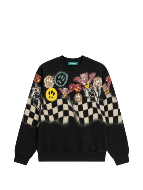BARROW graphic-print checkered sweatshirt