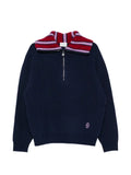 Drôle De Monsieur striped-collar quarter-zip sweater