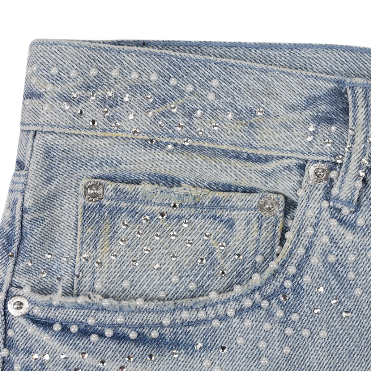 Light Indigo Sandstone Camo Hotfix Straight Jeans