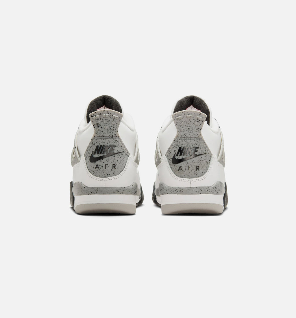 Air Jordan 4 Retro White Cement Grade School Lifestyle Shoes - Summit White/Fire Red/Cement Grey/Black