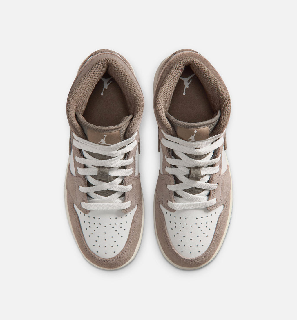 Air Jordan 1 Mid Grade School Shoes – Enigma Stone / Olive Grey / Summit White