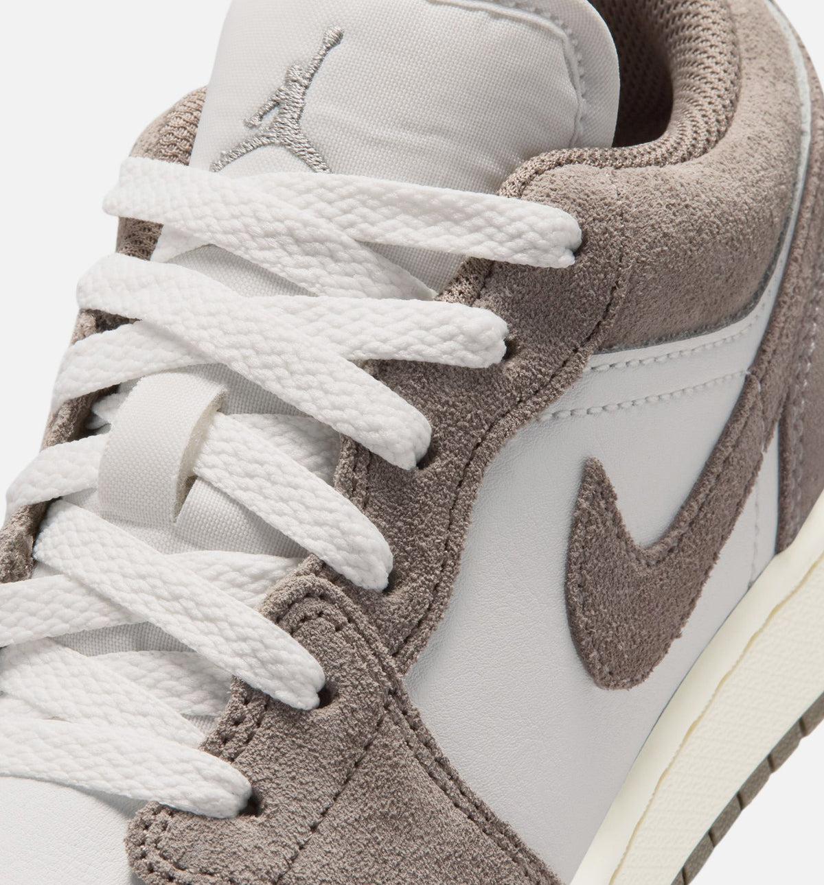 Air Jordan 1 Low Grade School Shoes – Olive Grey / Enigma Stone / Summit White