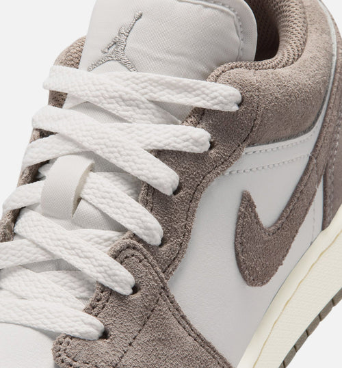 Air Jordan 1 Low Grade School Shoes – Olive Grey / Enigma Stone / Summit White