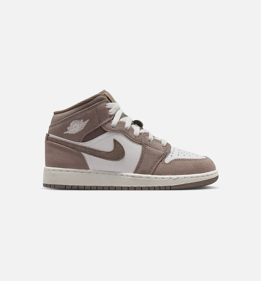 Air Jordan 1 Mid Grade School Shoes – Enigma Stone / Olive Grey / Summit White