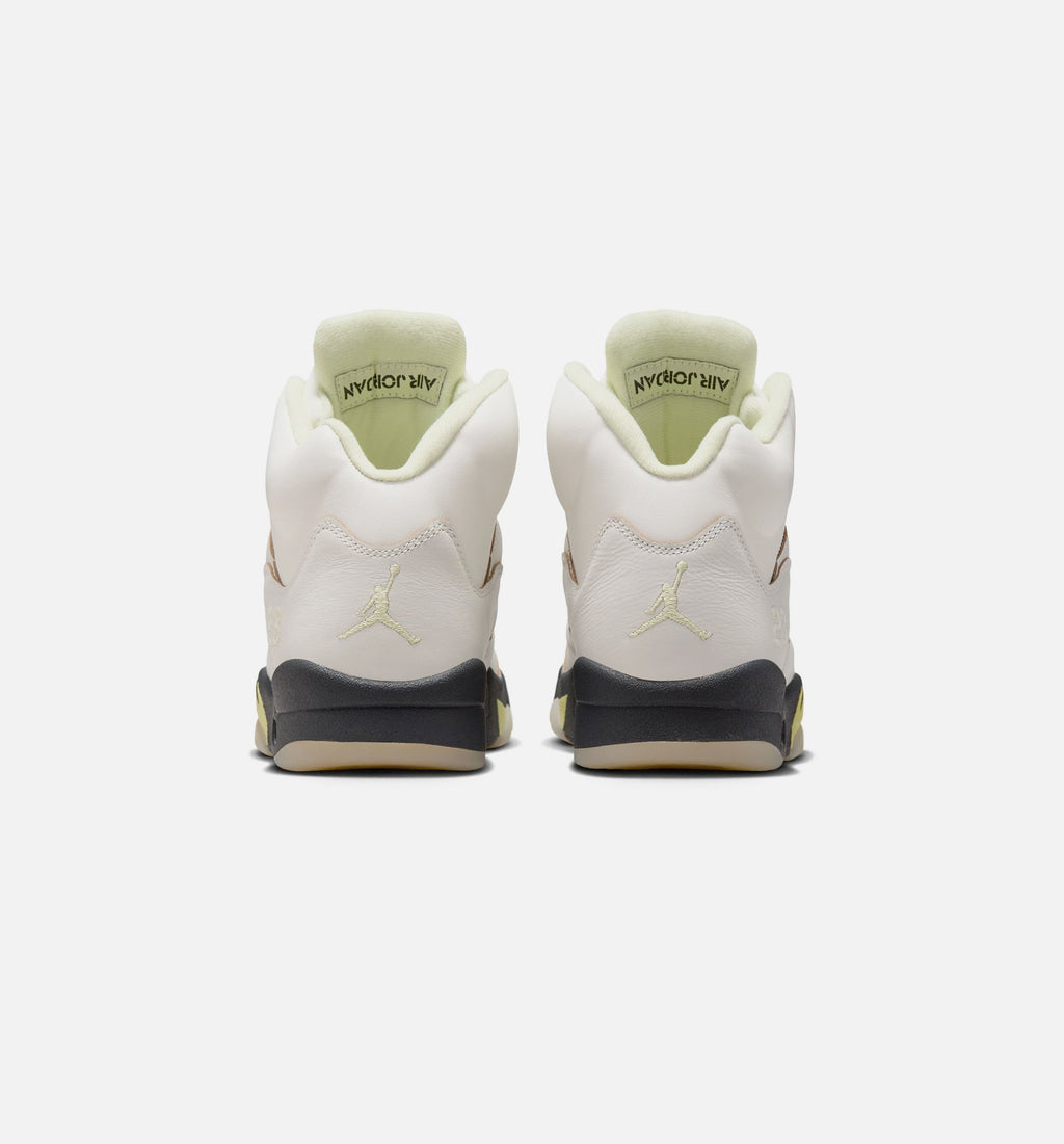 Air Jordan 5 Retro Luminous Green and Sail Women's Lifestyle Shoes - Sail/Luminous Green/Charcoal Grey
