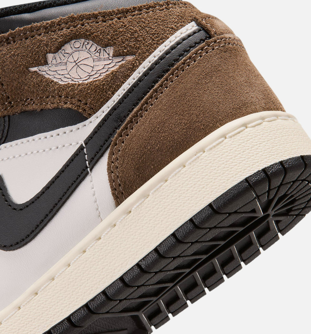 Air Jordan 1 Mid Grade School Shoes – Black / Phantom / Palomino / University Red