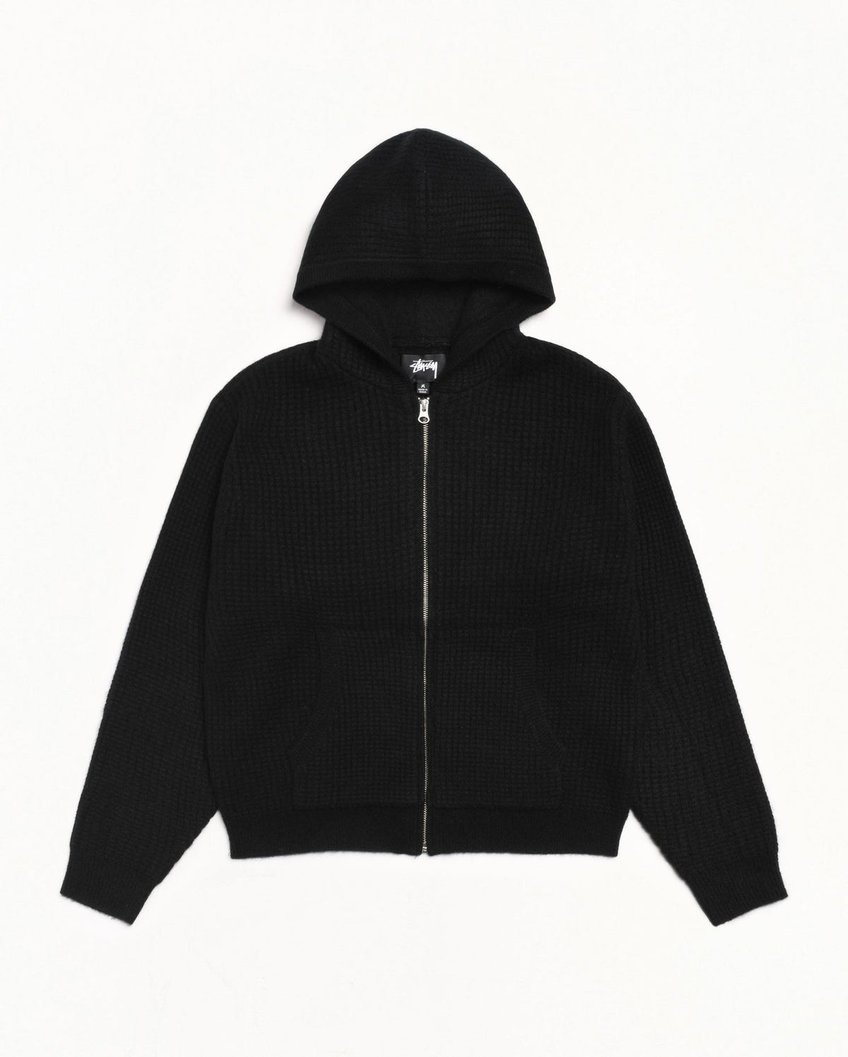 WAFFLE CASHMERE ZIP HOOD SWEATER