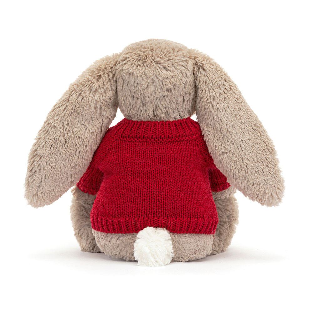 Bashful Beige Bunny with Personalized Red Jumper